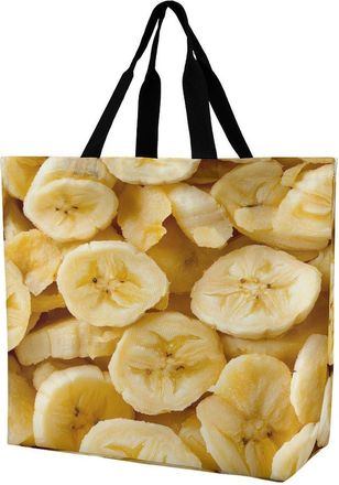 Generic Banana Chips Reusable Shopping Bags Large Capacity Grocery Bag Heavy Duty Tote for Women 40x40x16cm