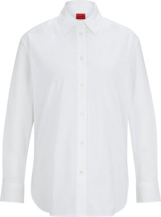 HUGO BOSS Hugo Womens Relaxed Fit Long Sleeve T-Shirt in White - Size 4 UK