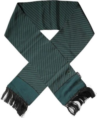 Dolce & Gabbana Luxueuze Zijden Halsdoek met Franjes - Heren - Zijden sjaals - Groen - ONE Size - Accessoires
