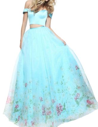 Sherri Hill Organza Prom Dress In Aqua Print