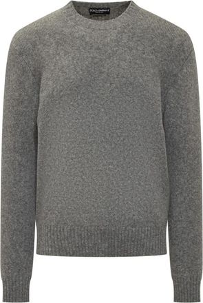 Dolce & Gabbana Wollen trui met ronde hals - Heren - Ronde hals truien - Grijs - M - Wol - Truien & Vesten