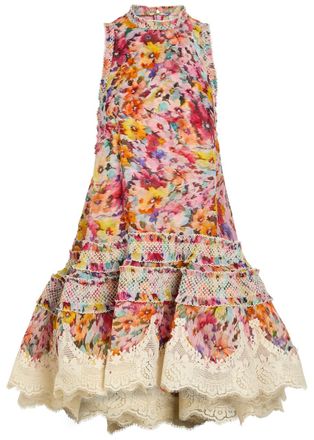 Zimmermann Luna Floral-print Linen and Silk-blend Mini Dress - Multicoloured - 3 (UK 14 / L)