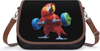 Generic Parrot Weightlifting Small Womens Crossbody Bags Shoulder Handbag with Adjustable Strap for Travel