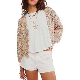 Free People Flea Market Crop Cardigan in Neon Sand Combo at Nordstrom, Size X-Small