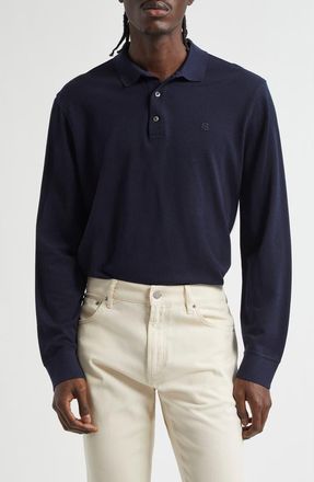 Ralph Lauren Purple Label Long Sleeve Merino Wool Piqué Polo in Classic Chairman Navy at Nordstrom, Size Xxx-Large
