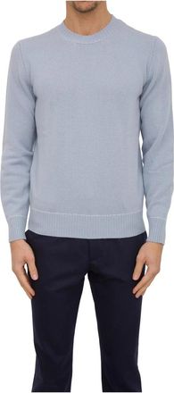 Eleventy Blauwe Ronde Hals Trui - Heren - Ronde hals truien - Blauw - M - Wol - Truien & Vesten