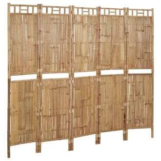 Berkfield Home 5-Panel Room Divider Bamboo 200x180 cm in Brown