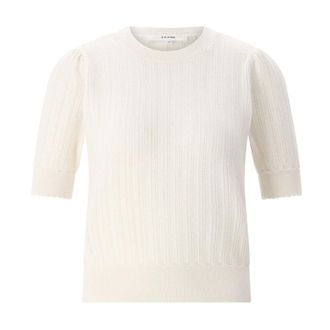 Frame Denim Round-neck Knitwear, female, White, Size: M Round-neck Knitwear