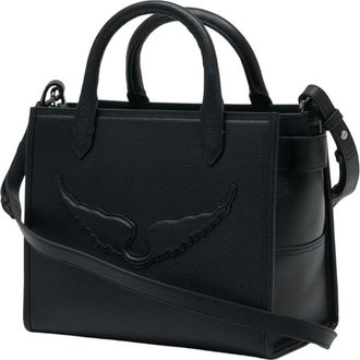 Zadig&Voltaire Womens Embossed Wing-Detail Calfskin Tote Black