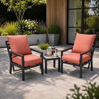 Shatchi 4 Seater Aluminium Sofa Set, Gas Lift Table & Cushions in Terracotta
