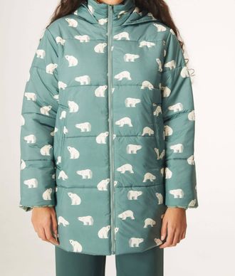Compa&ntilde;&iacute;afant&aacute;stica Polar Bear Print Coat In Green