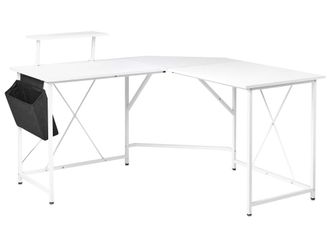 Beliani Escritorio esquinero 180 cm 140 cm con almacenaje blanco