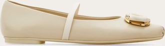 Ferragamo Donna Bridal - Ballerina con Vara plaque Bianco Taglia 35.5