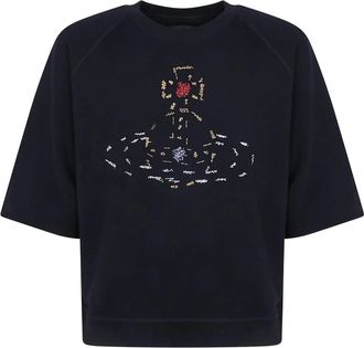 Vivienne Westwood Sweatshirt met korte raglanmouwen - Heren - Sweatshirts - Zwart - M - Katoen - Hoodies & sweatvesten