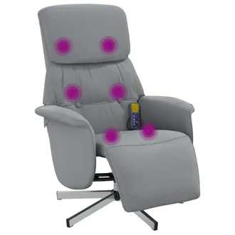 vidaXL Vidaxl - Sill&oacute;n Reclinable De Masaje Con Reposapi&eacute;s Tela Gris Claro