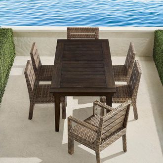 Frontgate St. Kitts 7-pc. Rectangular Dining Set in Light Kona Wicker - Frontgate