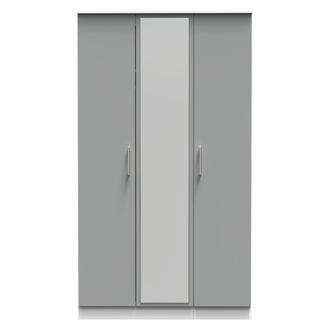 Welcome Furniture Denver Ready Assembled Wardrobe with Triple Mirror - Grey & White - Welcome Furniture | TJ Hughes