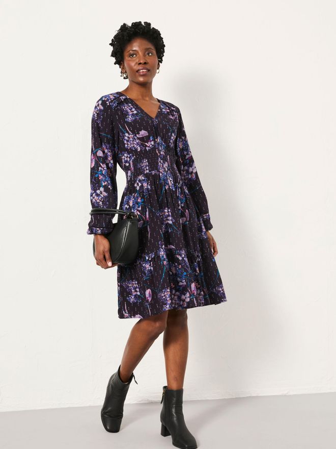 FatFace Pippa Dark Purple Heritage Midi Floral Regular Dress