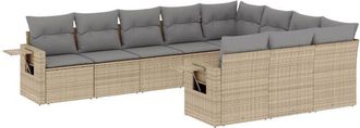vidaXL Juego De Sof&aacute;s Jard&iacute;n Con Cojines Beige 10 Pzas Rat&aacute;n Sint&eacute;tico Vidaxl