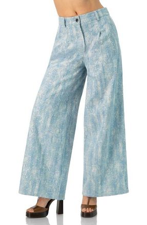 Ivonne Wide Leg Embroidered Jeans in Blue at Nordstrom, Size 10
