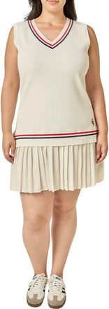 English Factory Mixed Media Pleated Minidress in White at Nordstrom, Size 3X