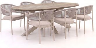 Bellagio la vita attrattiva Bellagio Panaro/ROUGH-Y Ellips 240cm dining tuinset 7-delig stapelbaar