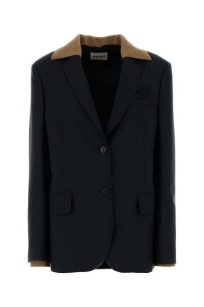 Miu Miu Midnight Blue Mohair Blend Oversize Blazer