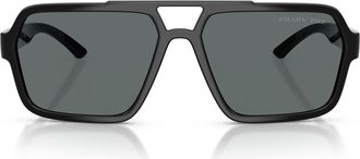 Prada 59mm Polarized Pilot Sunglasses in Black/polar Dark Grey at Nordstrom