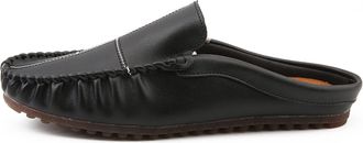 Generic Mens Loafers Shoe Stitching Details Backless Moccasins Shoes Vegan Leather Comfortable Slip Resistant Flexible Fashion Outdoor Slip-ons(Black,6.5 UK)