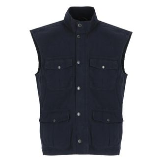 Barbour Blue Cotton Vest with Front Zip - male - Barbour - Waistcoats - Blue - L - Jackets