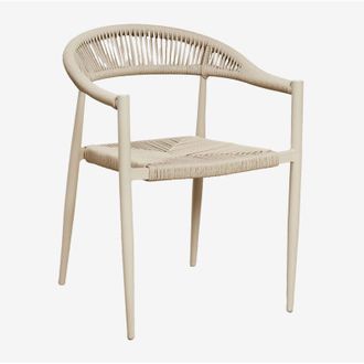 Sklum Sklum - Pack De 4 Sillas De Comedor Apilables Con Reposabrazos En Aluminio Y Rat&aacute;n Sint&eacute;tico Amatria