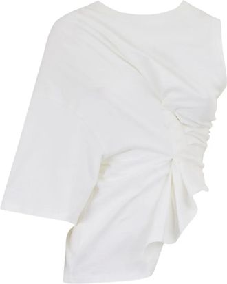 A.W.A.K.E. Top asimmetrico con ruches - Bianco