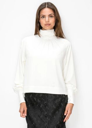 YAL New York Funnel Neck Top with Button Cuffs