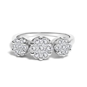 House of Brilliance 14K White Gold 1 1/4 Cttw Diamond Three Cluster Engagement Ring at Nordstrom, Size 6.75