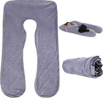 OEM Funda De Almohada De Embarazo En Forma De U, Funda De Almohada De Algod&oacute;n, Almohada Corporal Extra&iacute;ble, Lavable A M&aacute;quina, 140 X 80 Cm, Gris