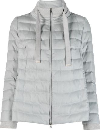 Herno funnel-neck padded jacket - women - Polyamide/Cashmere/Silk/Polyester/Goose Down/Feather Down - 42 - Grey
