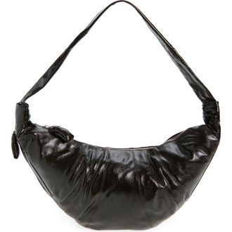 Christophe Lemaire Large Croissant Coated Cotton Canvas Shoulder Bag in Truffle at Nordstrom