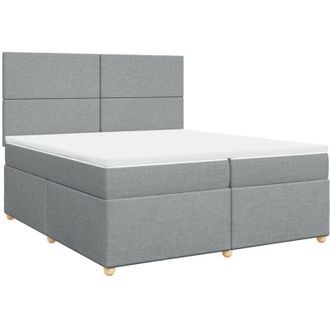 vidaXL Cama Box Spring Con Colch&oacute;n Tela Gris Claro 200x200 Cm Vidaxl
