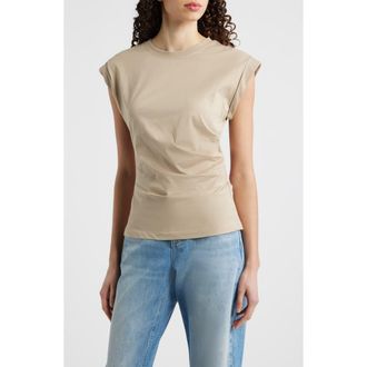 BOSS Epka Strong Shoulder Jersey Top in Pumice at Nordstrom, Size X-Large
