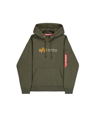 Alpha Industries Hoodie ALPHA INDUSTRIES Alpha Label Hoodie, Herren, Gr. M, gr&uuml;n (schwarz olive), Obermaterial: 80% Baumwolle, 20% Polyester, regular fit, Sweatshirts 