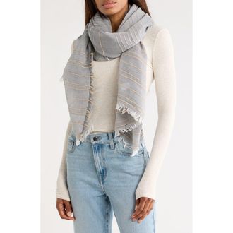 Melrose and Market Two-Tone Stripe Textured Scarf in Navy at Nordstrom Rack