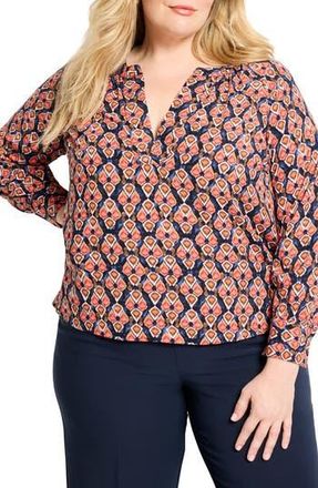 Nic+Zoe Harvest Ikat V-Neck Top in Red Multi at Nordstrom Rack, Size 3 X