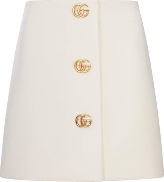 Gucci WOOL CREPE SKIRT WITH DOUBLE G BUTTON - Gucci - Woman