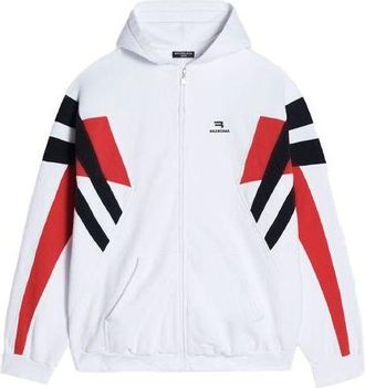 Balenciaga Sporty B Zip-Up Tracksuit Hoodie White Black Red 675330TLVA39028