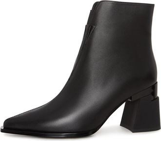 Cesare Gaspari Architect Hak Leren Enkellaars - Zwart - Dames - Laarzen met Hak - Zwart - 38 EU - Leer - Schoenen