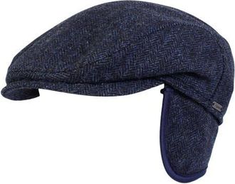 Wigens Mens Herringbone Wool Ivy Slim Cap with Earflaps in Navy at Nordstrom, Size 56