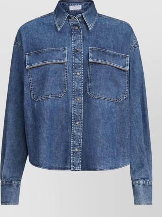 Brunello Cucinelli long sleeve shirt collared neck front pockets
