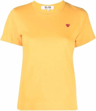 Comme Des Gar&ccedil;ons Tops, Dames, Geel, S, Katoen, Small Heart T-Shirt