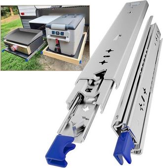 OEM Gu&iacute;a Para Caj&oacute;n De Alta Resistencia De 450 Mm Con Bloqueo, Gu&iacute;a Lateral Para Caj&oacute;n Totalmente Extensible Con Rodamientos Bolas. 1 Par (2 Piezas)
