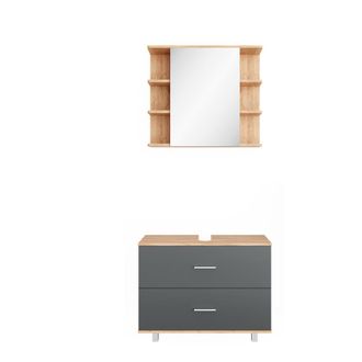 Vicco Conjunto De Muebles De Ba&ntilde;o Ilias, Antracita/roble Dorado, 2 Piezas